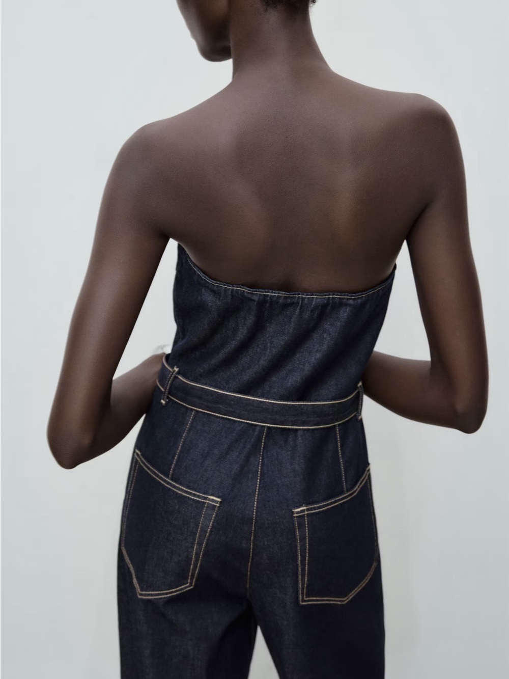NWT (size M) MANGO STRAPLESS DENIM JUMPSUIT - Picture 4 of 10